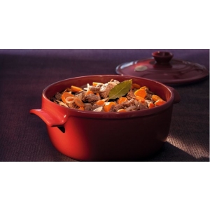 Emile Henry -Hrnec kulatý s poklicí pr. 28,5 cm červená