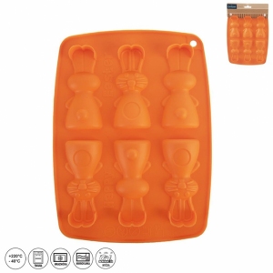 FORMA SILIKON ČOKOLÁDA ZAJÍČCI 6 ORANŽOVÁ