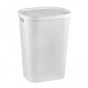 Prádelní koš INFINITY 60l, puntíky, bílý