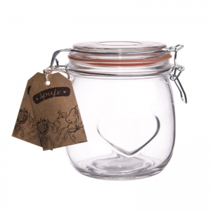 Dóza sklo/kov klip patent Bela srdce 0,5 l