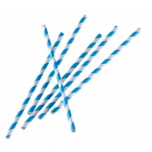 Slámka papírová - modrobílá / 50 ks