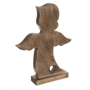 Anděl dřevo MANGO srdíčko