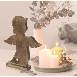 Anděl dřevo MANGO srdíčko