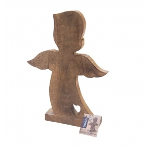 Anděl dřevo MANGO srdíčko