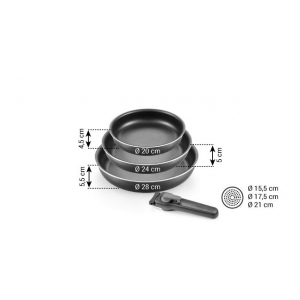 Sada pánví s odnímatelnou rukojetí VARIO, 4 díly