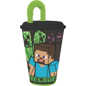 KELÍMEK S BRČKEM MINECRAFT 430 ML, PLAST