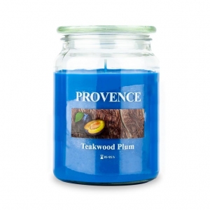 SVÍČKA VE SKLE S VÍČKEM 510G TEAKWOOD PLUM
