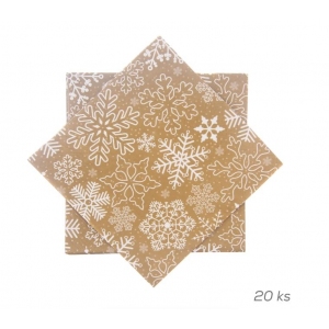 Ubrousek papír VLOČKA 20 ks 33x33 cm zlatá