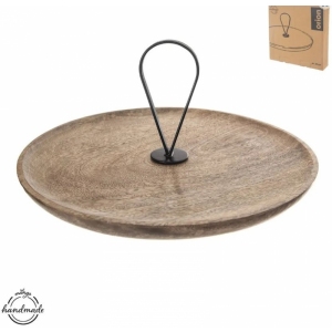 Podnos dřevo/kov úchyt MANGO pr. 30 cm