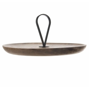 Podnos dřevo/kov úchyt MANGO pr. 30 cm