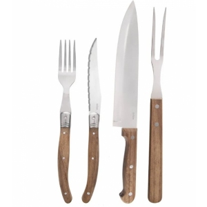Steak set nůž+vidlička+vidlice nerez/dřevo