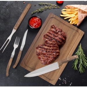 Steak set nůž+vidlička+vidlice nerez/dřevo