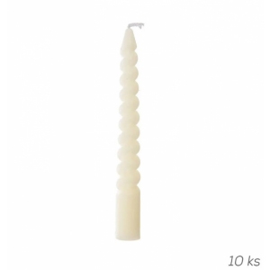 Svíčka dekorativní kroucená 10 ks 10 cm smetanová