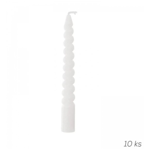 Svíčka dekorativní kroucená 10 ks 10 cm bílá