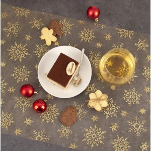 Ubrus-běhoun polyester VLOČKA 200x36,5 cm mix zlatá