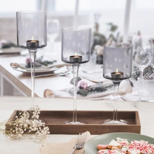 Svícen sklo sada 3 ks