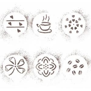 Šablona zdobicí UH na kávu set 6 ks