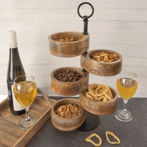 Stojan dřevo/kov MANGO 5 pater