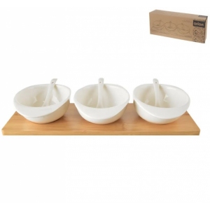 Miska porc.+lžička+bambus tác serv. set WHITELINE