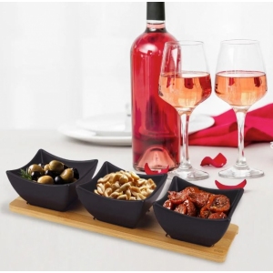 Miska porc.+bambus tác servírovací set BLACK