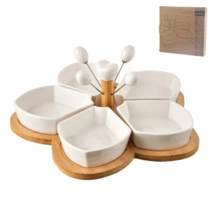 Miska porc.+napich.+bambus tác serv. set WHITELINE