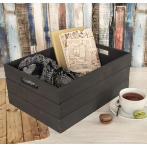 Bedýnka dřevo 36x26x15 cm antracitová