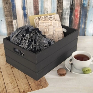 Bedýnka dřevo 31x21x13 cm antracitová