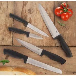 Stojan na nože akácie/kov+5 ks nožů