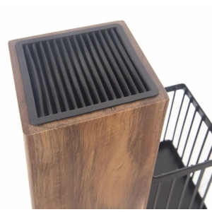 Stojan na nože akácie/kov+5 ks nožů