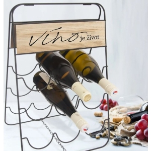 Stojan na víno kov/dřevo RADKA 9 pozic