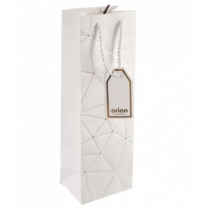 Taška dárková na víno mřížka 12x9x36 cm bílá