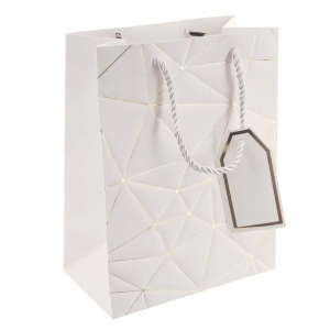 Taška dárková mřížka 18x10x23 cm bílá