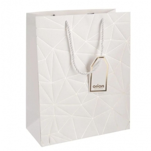 Taška dárková mřížka 26x12x32 cm bílá