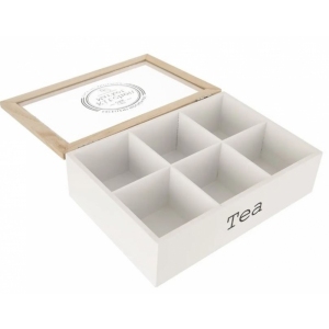 Kazeta na čajové sáčky dřevo/UH bílá