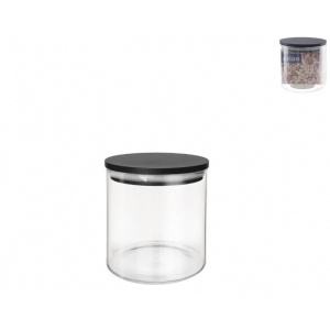 Dóza borosil. sklo/bambus 0,5 l kulatá