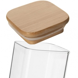 Dóza borosil. sklo/bambus 1,3 l hranatá