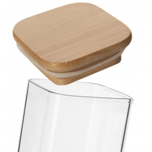 Dóza borosil. sklo/bambus 1 l hranatá