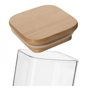 Dóza borosil. sklo/bambus 0,61 l hranatá