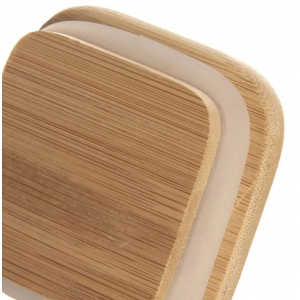 Dóza borosil. sklo/bambus 0,61 l hranatá