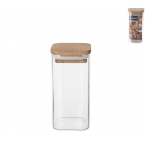 Dóza borosil. sklo/bambus 0,37 l hranatá