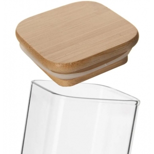 Dóza borosil. sklo/bambus 0,37 l hranatá