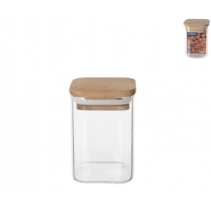 Dóza borosil. sklo/bambus 0,25 l hranatá