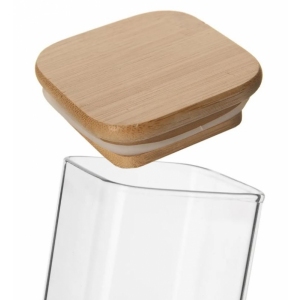 Dóza borosil. sklo/bambus 0,25 l hranatá