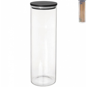 Dóza borosil. sklo/bambus 1,6 l kulatá