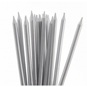 Svíčka dortová 12 ks 14,5 cm stříbrná