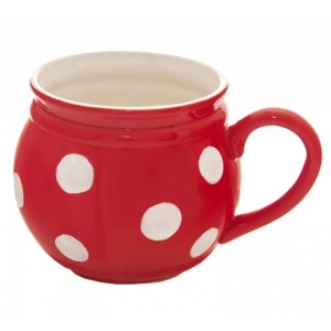 Hrnek keramický krajáč velký puntík 1 l červená