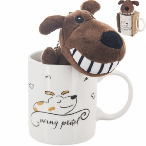 Hrnek porc.+hračka pejsek 0,39 l