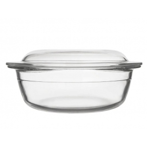 Pekáč borosil. sklo kulatý pr. 23 cm, 26,5x11 cm víko