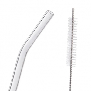 Brčko borosil. sklo nápojové zahnuté 4 ks 20 cm+kartáček