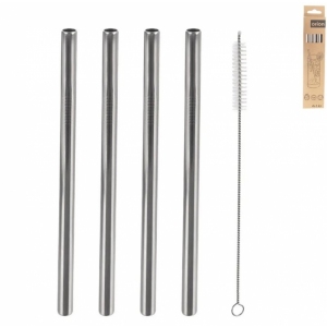 Brčko nerez nápoj. smoothie 4 ks 21,5 cm+kartáček